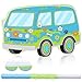Threan Dog Theme Party Decorations Cartoon Car Piata Hippie Groovy Daisy Piata Game with Stick Blindfold Paw for Children Boy Cool Birthday Party Decor Favors Supplies - Image 2