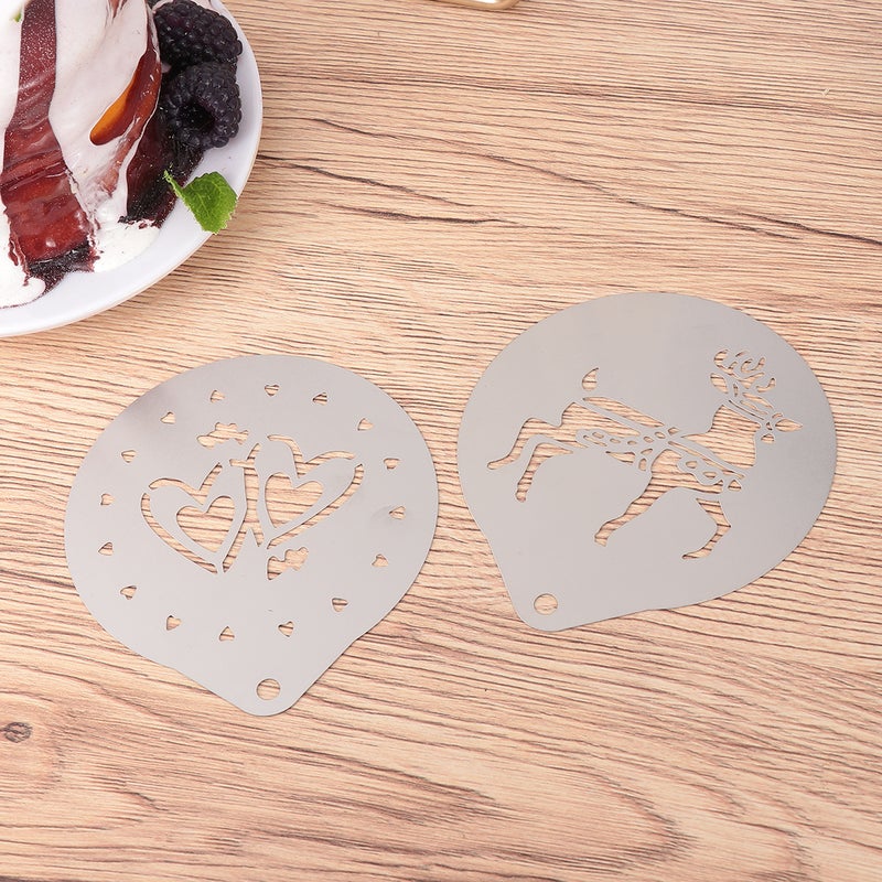1 Set of 6pcs Coffee Stencils Stainless Steel DIY Cappuccino Latte Art Template Printing Model (Assorted Style 6) - Image 3
