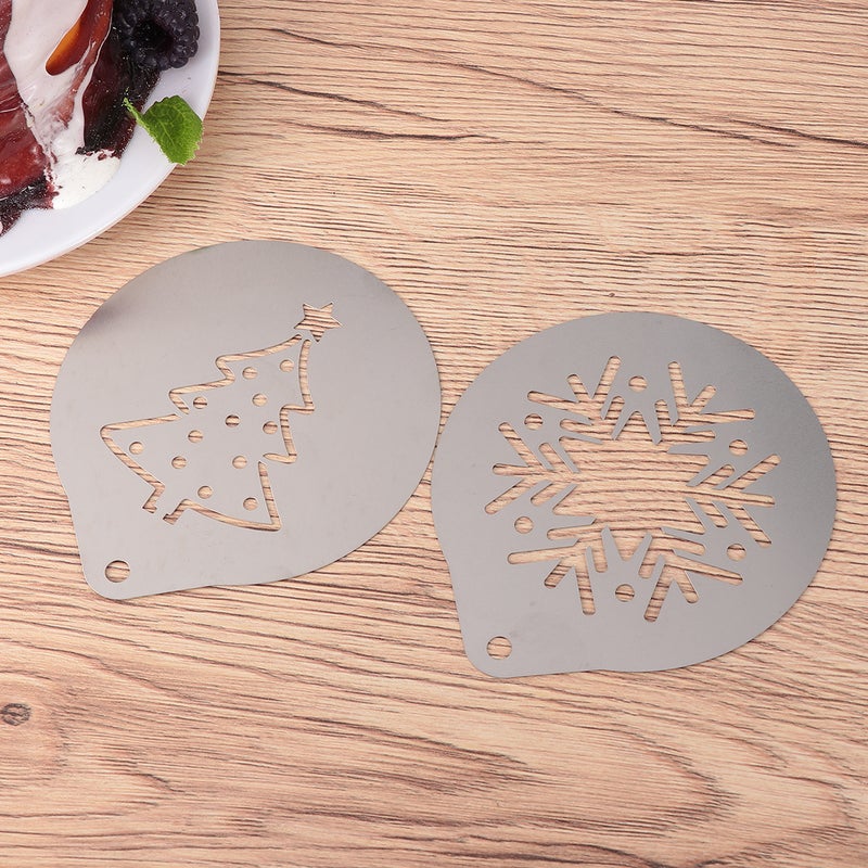 1 Set of 6pcs Coffee Stencils Stainless Steel DIY Cappuccino Latte Art Template Printing Model (Assorted Style 6) - Image 4