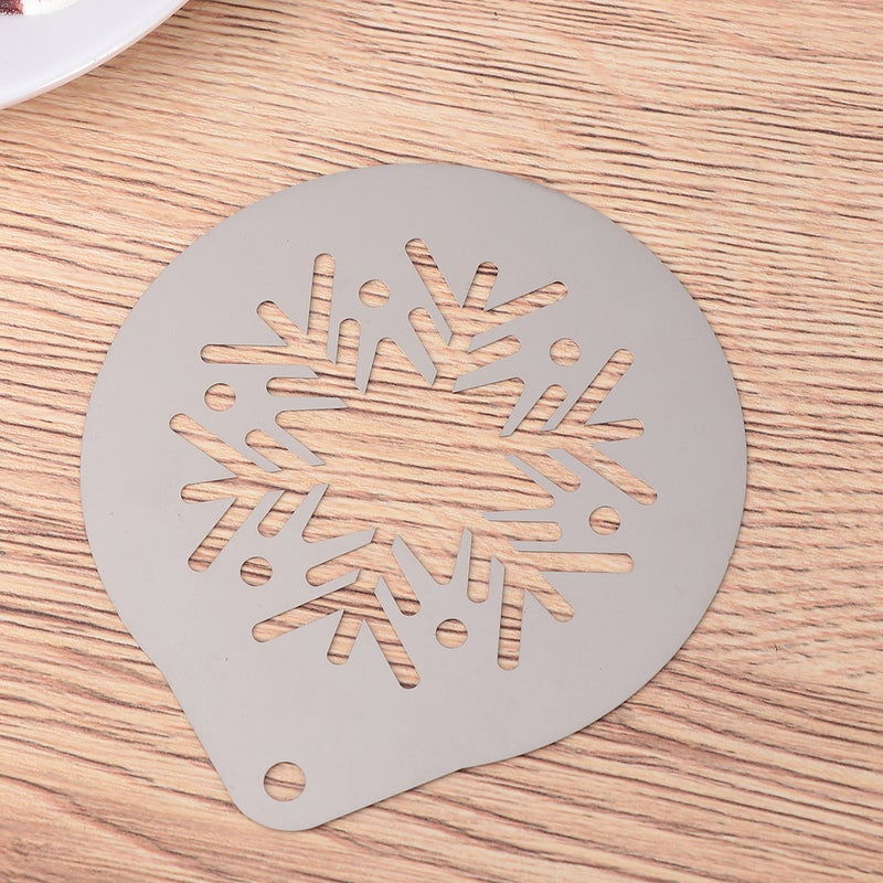 1 Set of 6pcs Coffee Stencils Stainless Steel DIY Cappuccino Latte Art Template Printing Model (Assorted Style 6) - Image 2