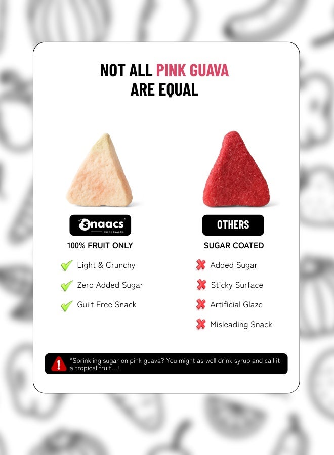SNAACS Freeze-Dried Pink Guava Slices | No Added Sugar and Tropical Sweet-Tart Crunchy Snack (1 oz | 28 g) - Image 2