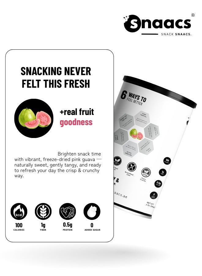 SNAACS Freeze-Dried Pink Guava Slices | No Added Sugar and Tropical Sweet-Tart Crunchy Snack (1 oz | 28 g) - Image 3