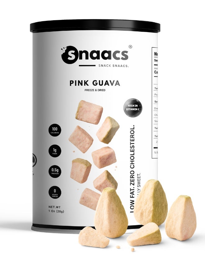 SNAACS Freeze-Dried Pink Guava Slices | No Added Sugar and Tropical Sweet-Tart Crunchy Snack (1 oz | 28 g) - Image 1
