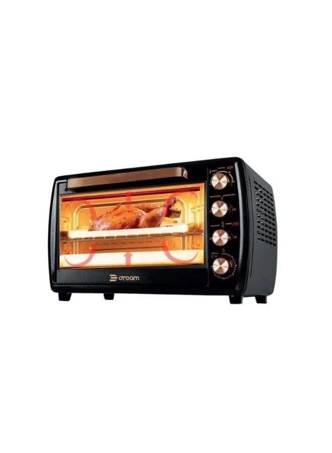 دريم فرن كهربائي، 2200 وات، 55 لتر، شواية، DREAM 13110 - اسود روز جولد