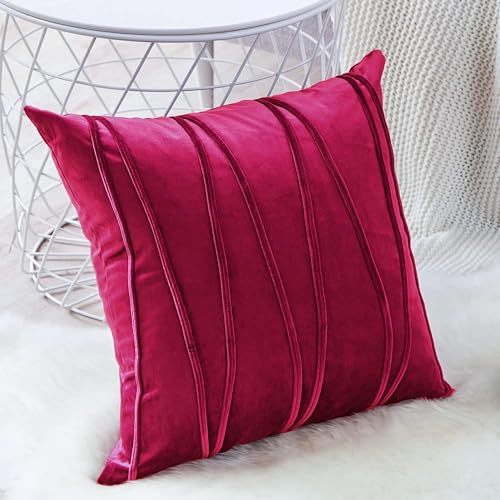 Khooti Velvet Striped Cushion Cover Pack of 2-16" X 16" / 41 X 41 Cm | Pink | Soft Pillow Covers Cushion Case for Sofa Bedroom Livingroom Chair Car, Cushion Cover with Zig Zag Pattern, 200 Tc - Image 2