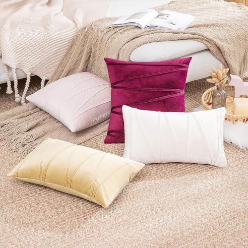 Khooti Velvet Striped Cushion Cover Pack of 2-16" X 16" / 41 X 41 Cm | Pink | Soft Pillow Covers Cushion Case for Sofa Bedroom Livingroom Chair Car, Cushion Cover with Zig Zag Pattern, 200 Tc - Image 3