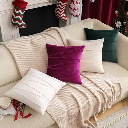 Khooti Velvet Striped Cushion Cover Pack of 2-16" X 16" / 41 X 41 Cm | Pink | Soft Pillow Covers Cushion Case for Sofa Bedroom Livingroom Chair Car, Cushion Cover with Zig Zag Pattern, 200 Tc - Image 5
