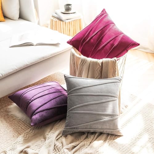 Khooti Velvet Striped Cushion Cover Pack of 2-16" X 16" / 41 X 41 Cm | Pink | Soft Pillow Covers Cushion Case for Sofa Bedroom Livingroom Chair Car, Cushion Cover with Zig Zag Pattern, 200 Tc - Image 4