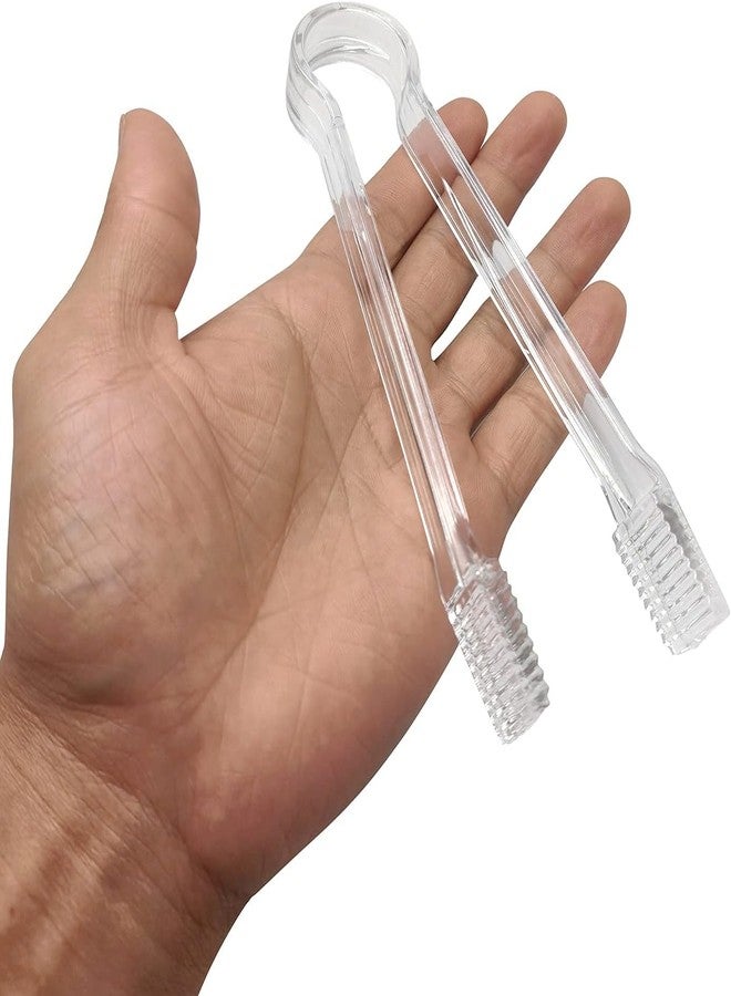 MFDSJ 8 Pcs Plastic Buffet Serving Tongs, Clear Kitchen Tongs 6.3 Inch Small Ice Tongs for Tea and Coffee Party Catering Appetizers Salad Desserts Sandwich - Image 3