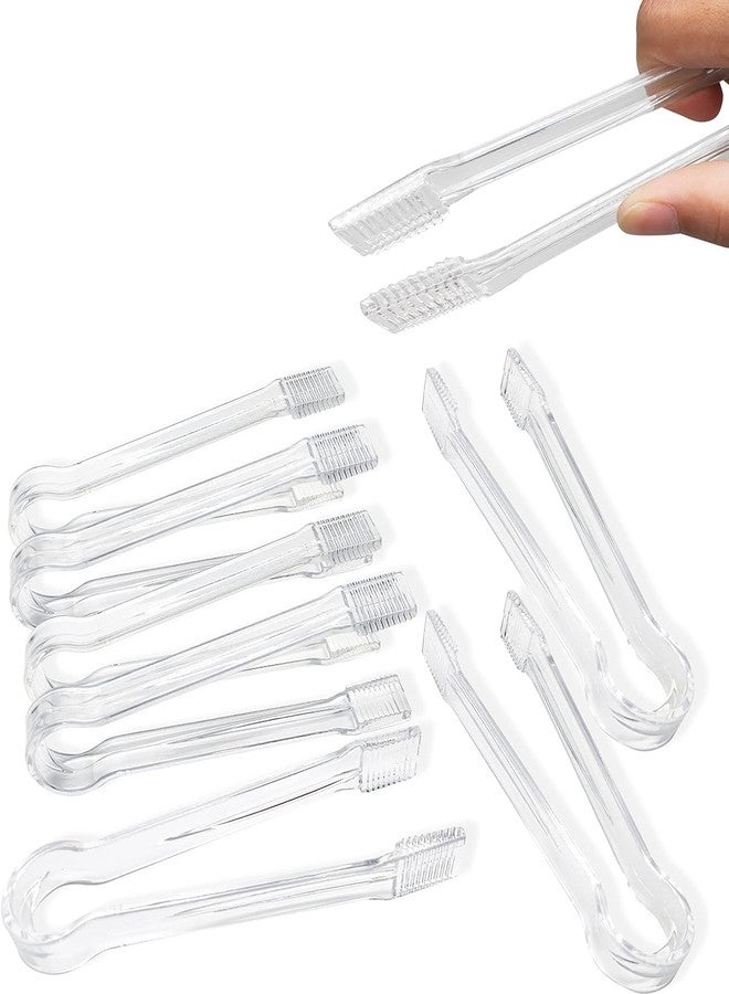 MFDSJ 8 Pcs Plastic Buffet Serving Tongs, Clear Kitchen Tongs 6.3 Inch Small Ice Tongs for Tea and Coffee Party Catering Appetizers Salad Desserts Sandwich - Image 1