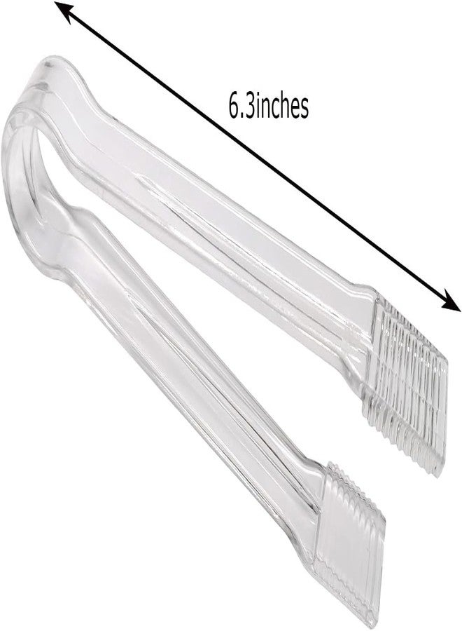 MFDSJ 8 Pcs Plastic Buffet Serving Tongs, Clear Kitchen Tongs 6.3 Inch Small Ice Tongs for Tea and Coffee Party Catering Appetizers Salad Desserts Sandwich - Image 2