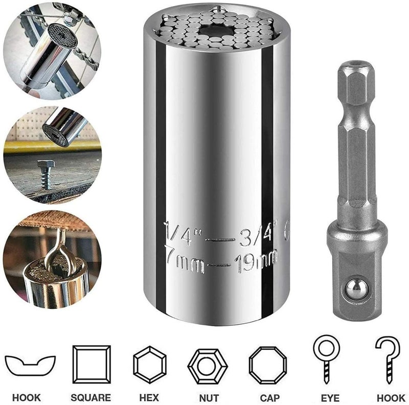 ATETO Universal socket wrench tool Helpful Tool For Home Shop nut multifunction hand tools repair tool with adapter Women Christmas Gifts pack of 1 - Image 3