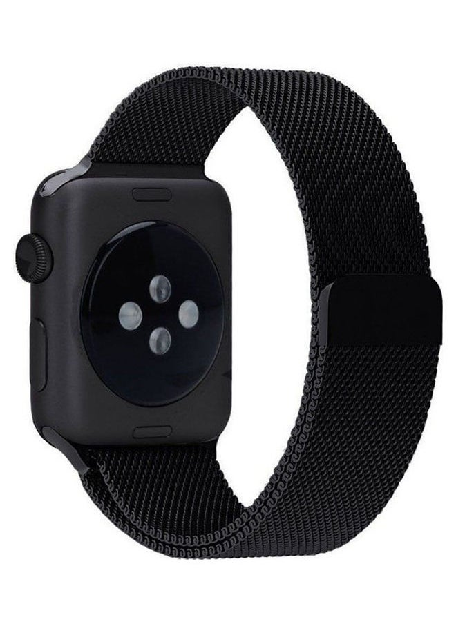 NIBEMINENT - Milanese Loop Stainless Steel Replacement Band For Apple Watch Series 7/6/SE/5/4/3/2/1 42/44/45mm Black - Image 1
