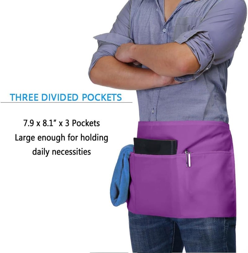 BOHARERS Waist Apron with 3 Pockets - Black Waitress Waiter Server Short Aprons - Image 2