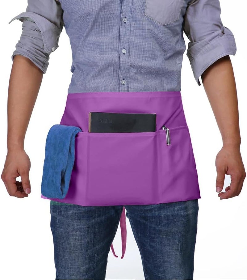 BOHARERS Waist Apron with 3 Pockets - Black Waitress Waiter Server Short Aprons - Image 5