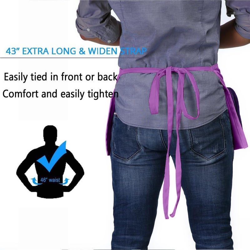 BOHARERS Waist Apron with 3 Pockets - Black Waitress Waiter Server Short Aprons - Image 3