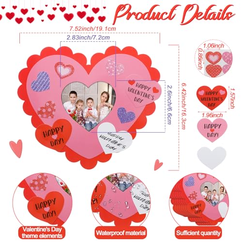 Saysurey 24 Pack Valentine Picture Frame Craft Kits for Kids Valentines Day DIY Heart Photo Frame Bulk Magnet Classroom Art Crafts for Valentines Day Party Decorations Gifts Game Class Activities - Image 5