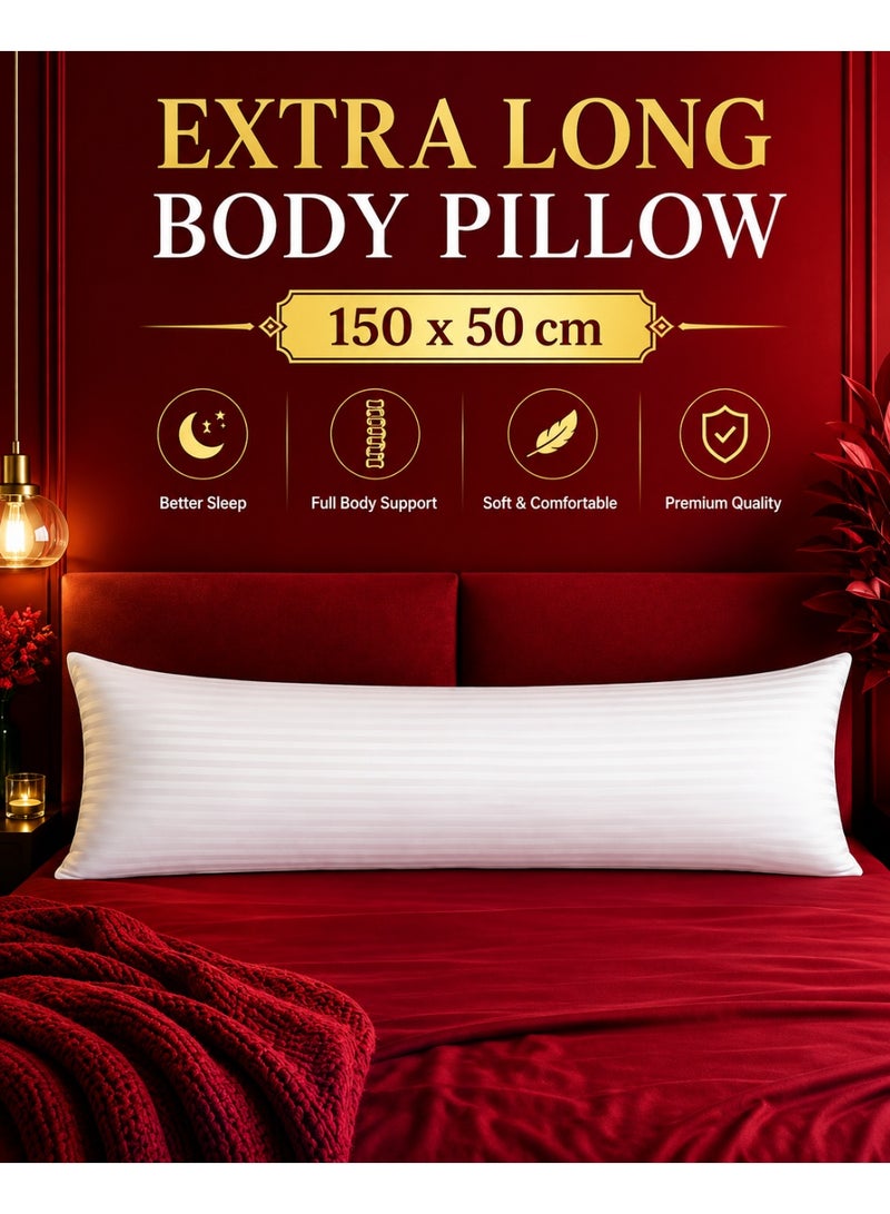 Diamond Extra Long Body Pillow 150 × 50 cm – Soft Full Body Support Pillow for Sleeping, Relaxing & Bed Comfort – White - Image 1