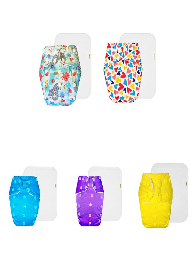 Dumbledo Premium Cloth Diaper with Cotton Insert (Pack of 5) | Hypoallergenic | Leakproof | Quick Dry | Perfect for Indian Summers | 3 Months - 3 Years | Unisex Baby - Image 1