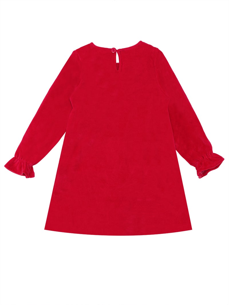 Denokids Little Deer Girl Red Velvet Xmas Dress - Image 4