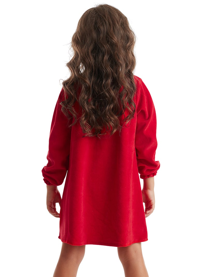 Denokids Little Deer Girl Red Velvet Xmas Dress - Image 2