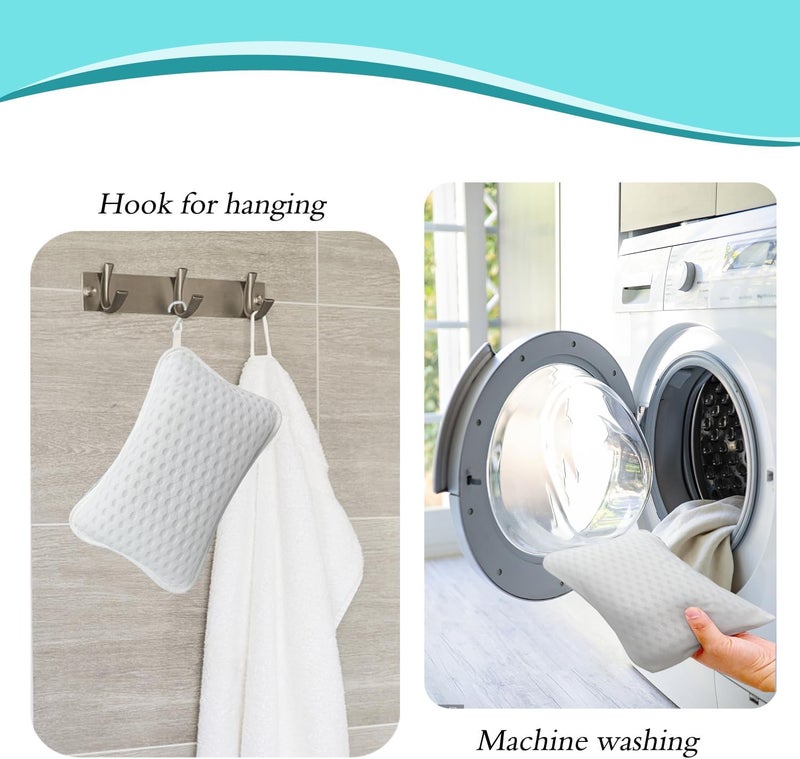 Rasenoo Bath Pillows for tub,Home Spa Pillows for Bathtub, Hot Tub,Head and Neck Support with 2 Strong Suction Cups,White - Image 5