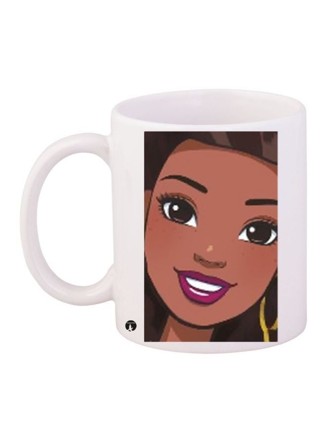 Girl Printed Coffee Mug White/Black/Brown 11ounce