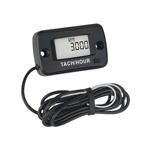 Jayron JR-HM019R Waterproof Digital LCD Hour Meter Tachometer Maintenance Meter for Gasoline Engine, Paramotors,Chainsaws,Generators,Mowesr,Model Boats - Image 1
