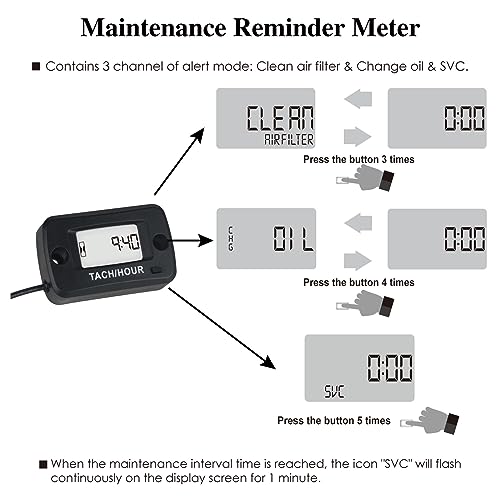 Jayron JR-HM019R Waterproof Digital LCD Hour Meter Tachometer Maintenance Meter for Gasoline Engine, Paramotors,Chainsaws,Generators,Mowesr,Model Boats - Image 3