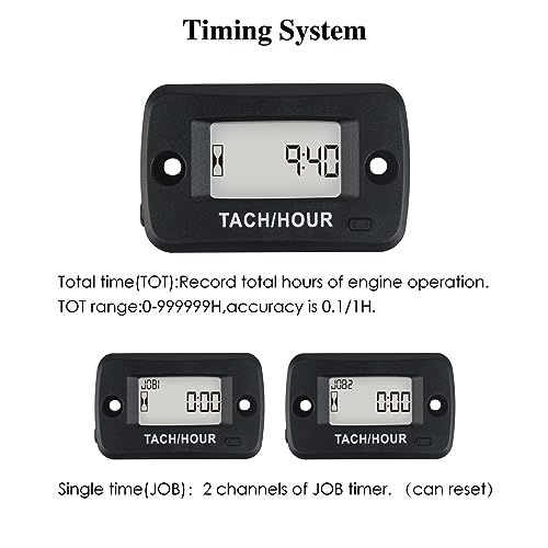 Jayron JR-HM019R Waterproof Digital LCD Hour Meter Tachometer Maintenance Meter for Gasoline Engine, Paramotors,Chainsaws,Generators,Mowesr,Model Boats - Image 2