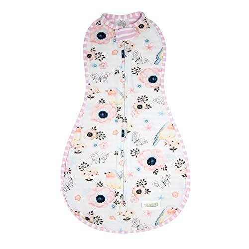 Woombie Original Baby Swaddling Blanket SelfSoothing Cotton Baby Swaddle with Zipper Wearable Newborn Blanket Birdie FrontStripes Back 1419 lbs