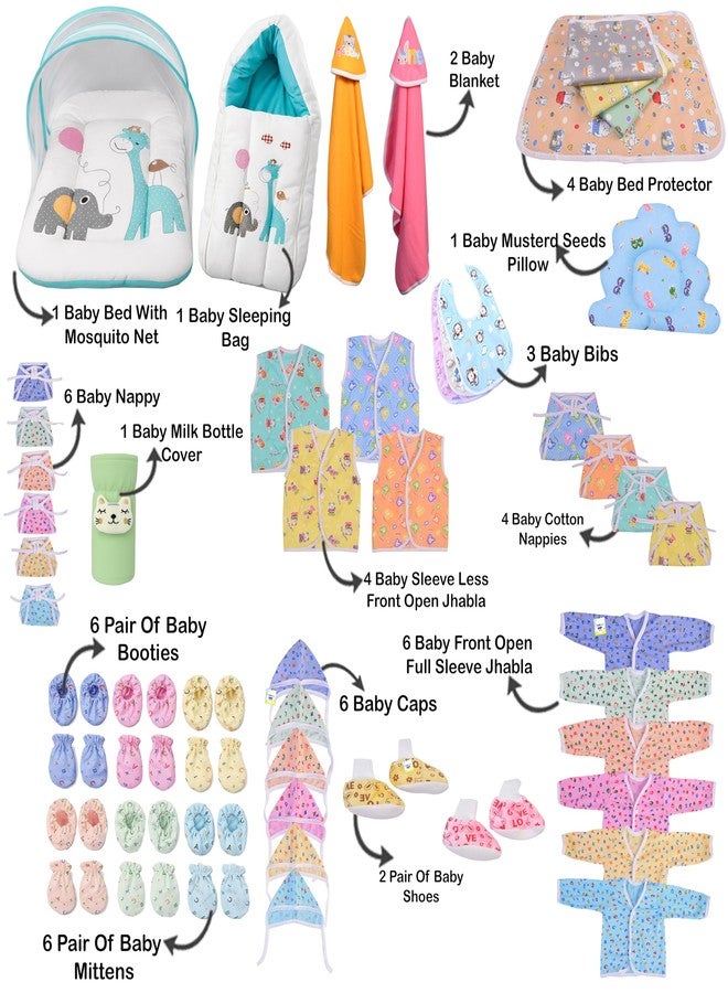 Kwitchy Newborn Baby Essentials Kit 53 Items Combo | New Born Baby Kit 0–6 Months | Baby Bed Bedding & Clothes Set | Newborns Hospital Bag & Infant Shower Gift (Blue) - Image 3