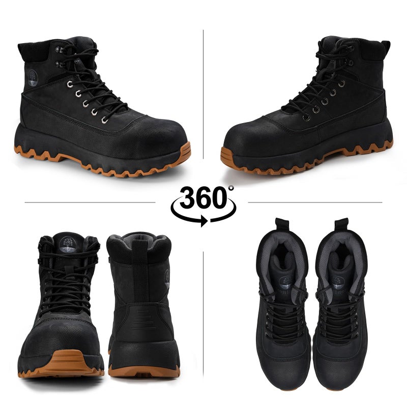 Peeldicou Mens Work Boots Composite Toe Boots for Men Genuine Leather Rubber Sole No Slip Waterproof Shoes Industrial & Construction Safety Boots - Image 4