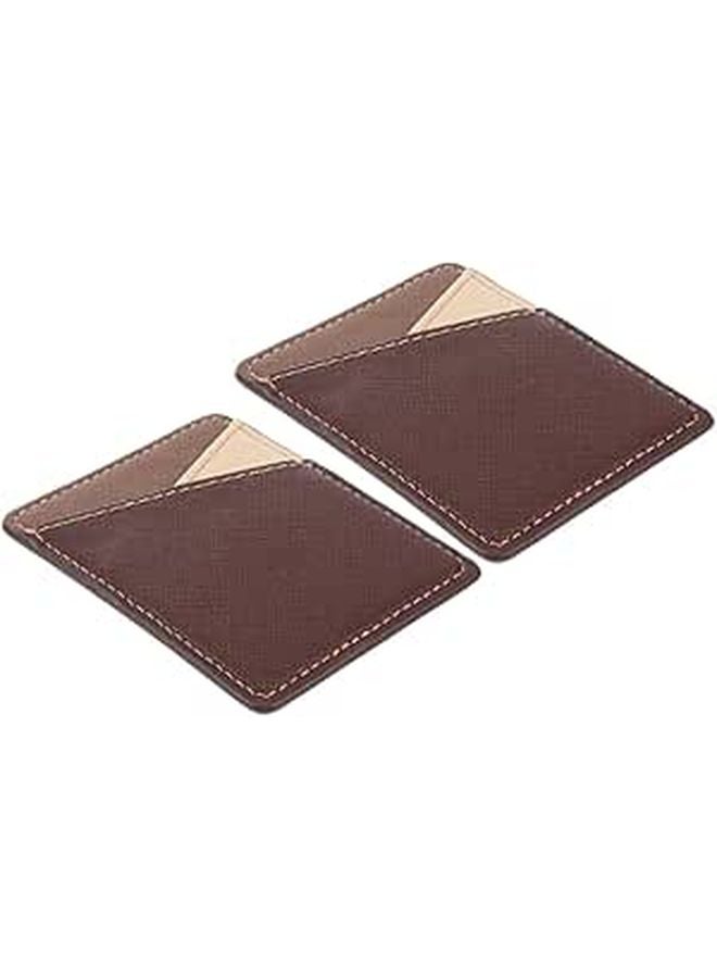 2Pcs Adhesive Phone Card Holder Wallet Pocket Pu Leather Easy Install For Mobile - Image 1