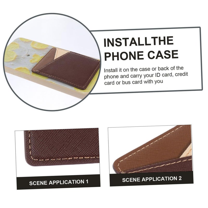 2Pcs Adhesive Phone Card Holder Wallet Pocket Pu Leather Easy Install For Mobile - Image 4