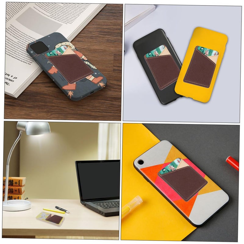 2Pcs Adhesive Phone Card Holder Wallet Pocket Pu Leather Easy Install For Mobile - Image 3