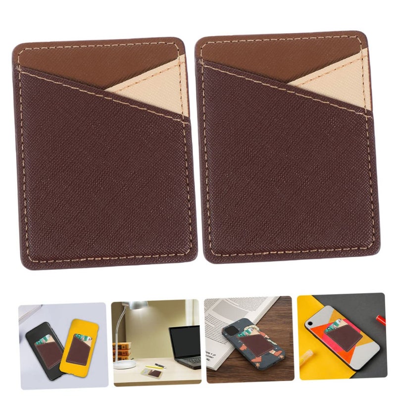 2Pcs Adhesive Phone Card Holder Wallet Pocket Pu Leather Easy Install For Mobile - Image 5
