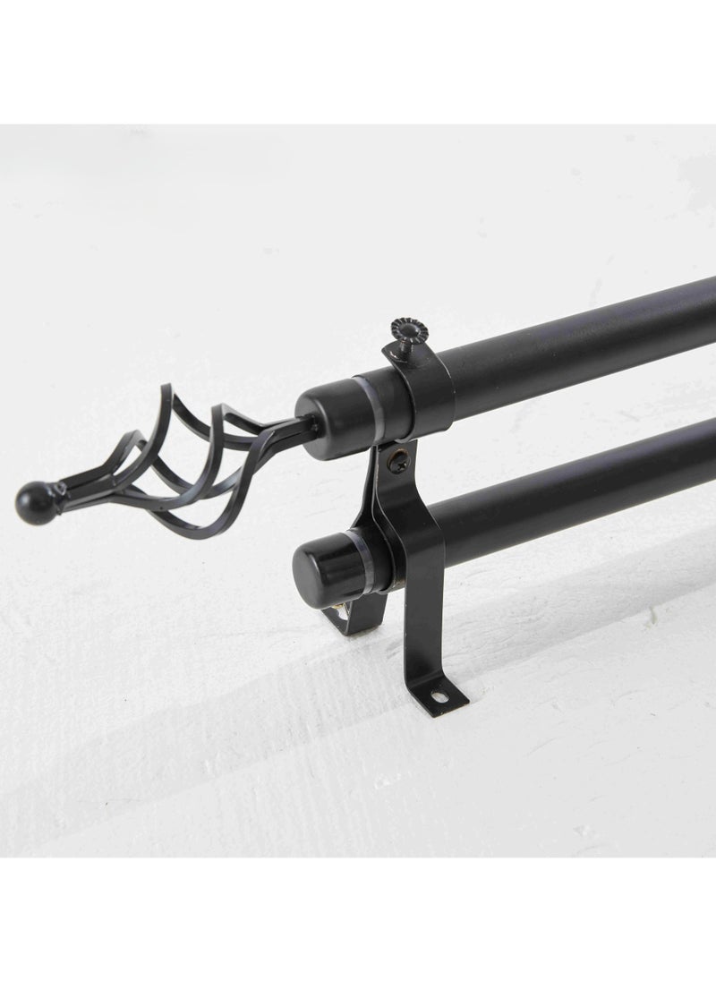 MAXQON Heavy Duty Extendable Double Curtain Rod 2 Meter Adjustable Sturdy Steel Black  - Image 1