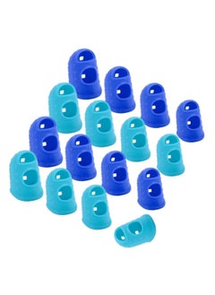 16 Pcs Finger Tips Pads, 4 Sizes Silicone Thimble Fingertip Grips Finger Protectors Pads Cover for Paper Sorting, Hand Sewing, Money Counting, Guitar Playing (Blue, Aqua)