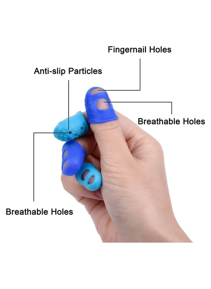 KASTWAVE - 16 Pcs Finger Tips Pads, 4 Sizes Silicone Thimble Fingertip Grips Finger Protectors Pads Cover for Paper Sorting, Hand Sewing, Money Counting, Guitar Playing (Blue, Aqua) - Image 1