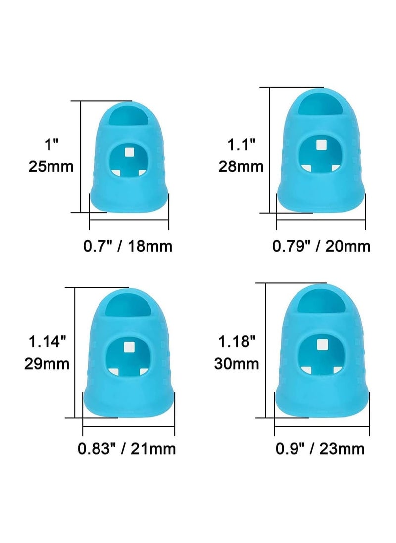 KASTWAVE - 16 Pcs Finger Tips Pads, 4 Sizes Silicone Thimble Fingertip Grips Finger Protectors Pads Cover for Paper Sorting, Hand Sewing, Money Counting, Guitar Playing (Blue, Aqua) - Image 1