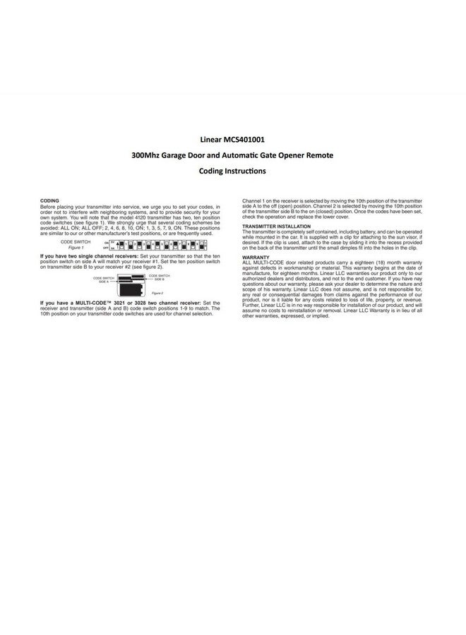 لينير جهاز إرسال MCS412001 متعدد الأكواد ثنائي القناة، الإصدار الأصلي، رمادي ناعم - Image 5