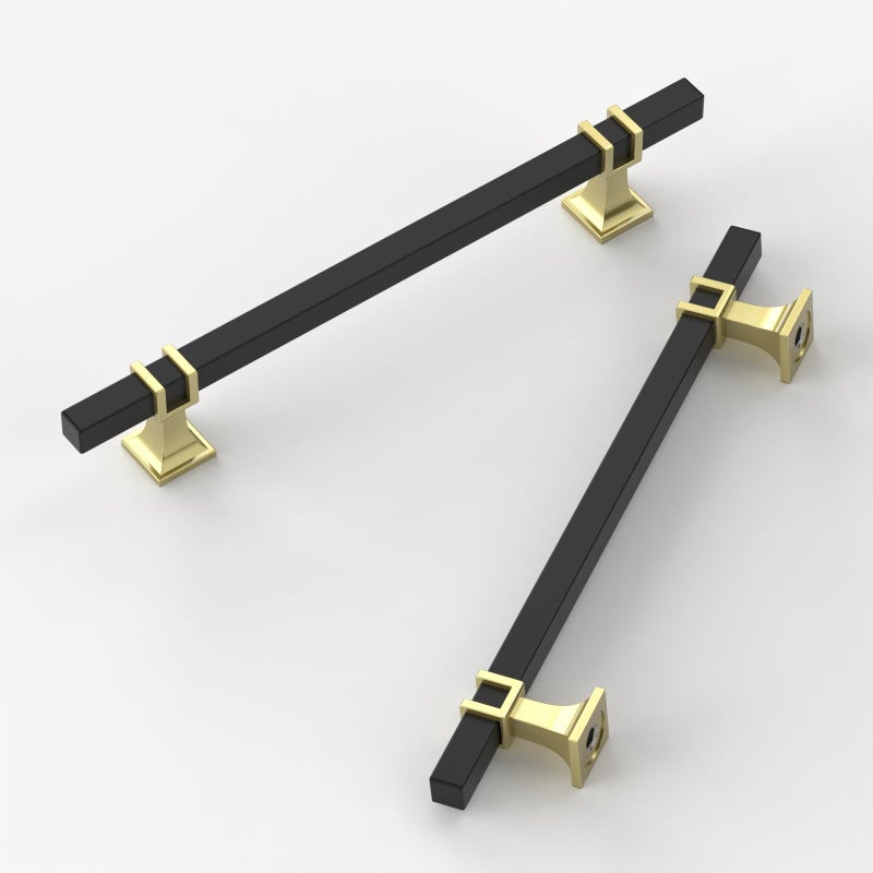 9BUILD 10 Pack Black Gold Cabinet Pulls 63 Inch T Bar Drawer Handles Matte Black Finish Zinc Alloy Stainless Steel - Image 2
