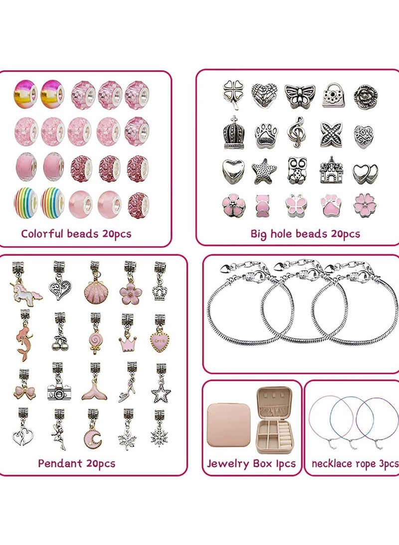 general Girl Bracelet Making Kit, 66-Piece Charm Bracelet Kit, with Jewelry Box, Jewelry Charm, DIY Craft Bracelet, Jewelry Gifts for Adults and Kids, Gifts for Girls 8-12 (Pink)  - Image 2