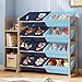 EXPERLAM Toy Storage Organizer Toy Organizers and Storage with Bookshelf Toy Storage Shelf with 3 Shelves and 12 Storage Bins Kids Bookshelf and Toy Storage for Kids Room Playroom Bedroom Nursery Blue - Image 3