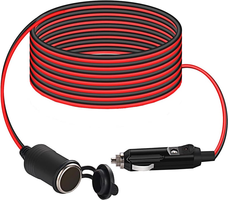 Thlevel 3 Meter Car Extension Cable Cigarette Lighter Socket Plug Charger Adapter Car Waterproof 20AWG Cable with Fuse for 10A 12V-24V Power Truck Van Caravan - Image 1