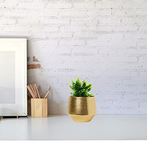 ecofynd 5 inches, Eion Jr Metal Plant Pot, Decorative Modern Indoor Planter Flower Pots, Home Garden Decor Planter for Living Room Bedroom Interior, Pack of 1 (Gold, POT022) - Image 4
