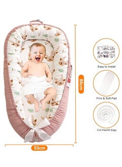 Generic Baby Nest 88x53cm Baby Nest Pod for Newborn Soft Sleeping Cribs Cuddle Pads with Pillow 100% Cotton Swaddling Wrap for Newborn & Babies - 0-12 Months (A)  - Image 4