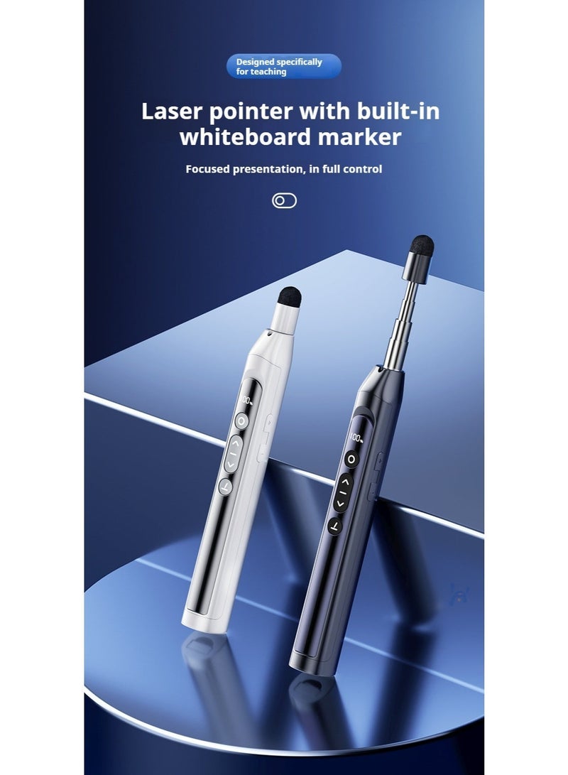 4-in-1 Wireless Presenter with 55cm Telescopic Pointer & Red Laser, 2.4GHz Rechargeable Clicker with LED Battery Display and Touch Stylus for Smart Boards (Type-C) - Image 3