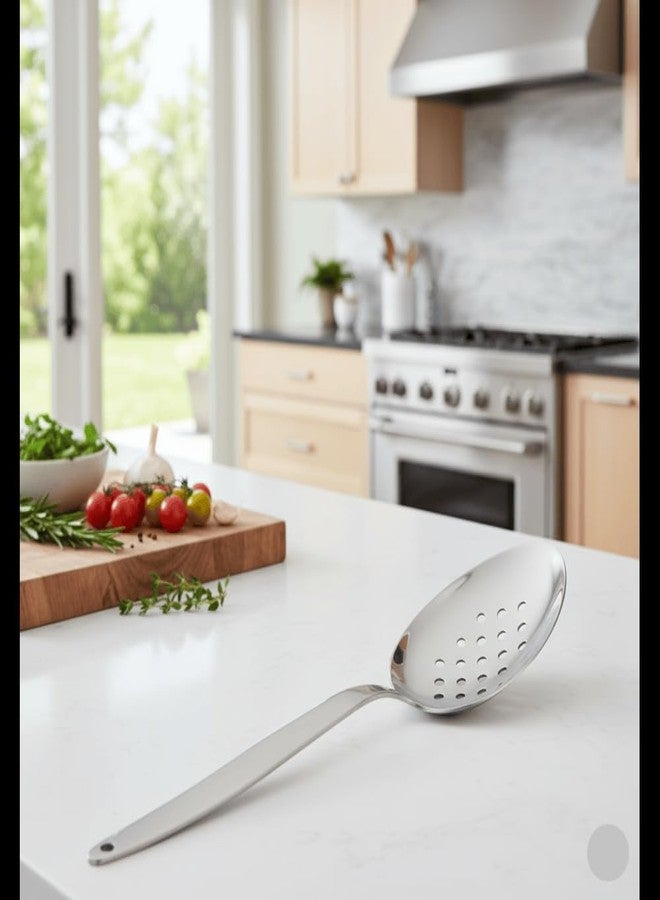 BNAZIND Chef Kunz Perforated Spoon | 18/10 Stainless Steel Plating 9 Inch Basting Quenelle Serving Plating Spoon - Image 5